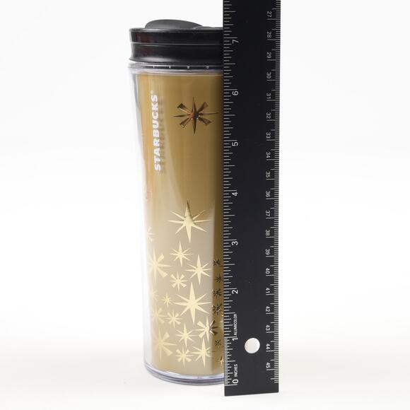 Starbucks Coffee 2011 Christmas Snowflake Star 12oz Travel Mug Gold - Picture 3 of 9